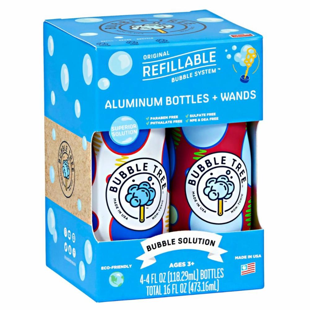 Active Play | Refillable Aluminum Bubble Bottles With Wands- 4 Pack Active Play Active Play