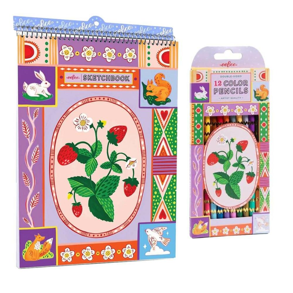 Arts & Crafts | Strawberries Sketchbook And Double-Sided Colored Pencils Set Arts & Crafts Arts & Crafts