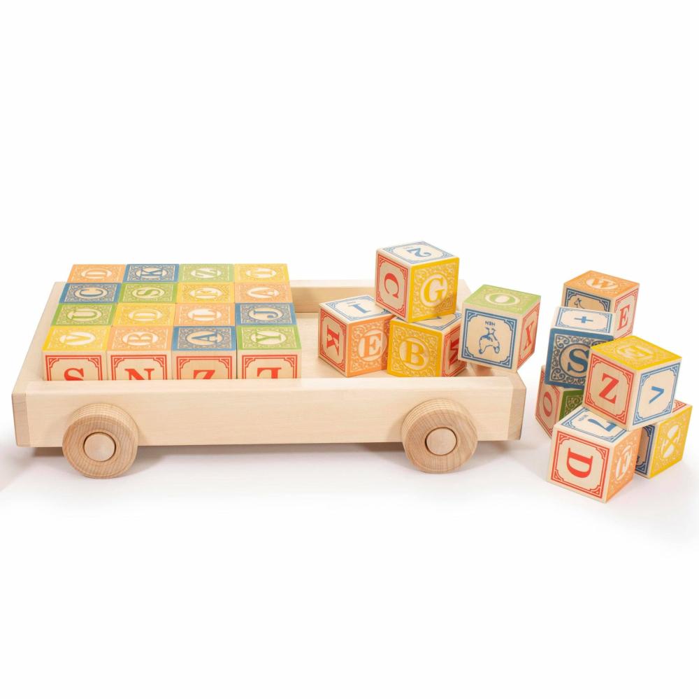 Blocks & Building | Classic Wooden Alphabet Blocks With Wagon Blocks & Building Blocks & Building