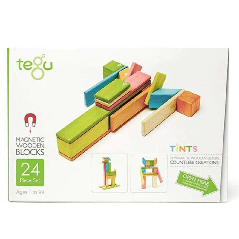 Blocks & Building | Magnetic Wooden Blocks – 24 Piece Set Tints Blocks & Building Blocks & Building