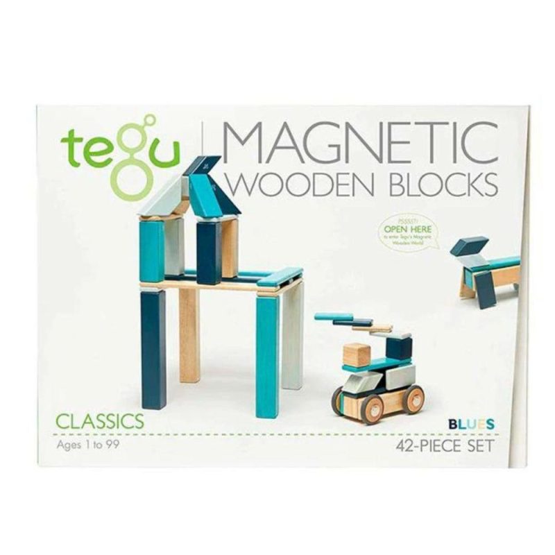 Blocks & Building | Magnetic Wooden Blocks – 42 Piece Set Blues Blocks & Building Blocks & Building