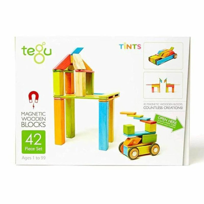 Blocks & Building | Magnetic Wooden Blocks – 42 Piece Set Tints Blocks & Building Blocks & Building