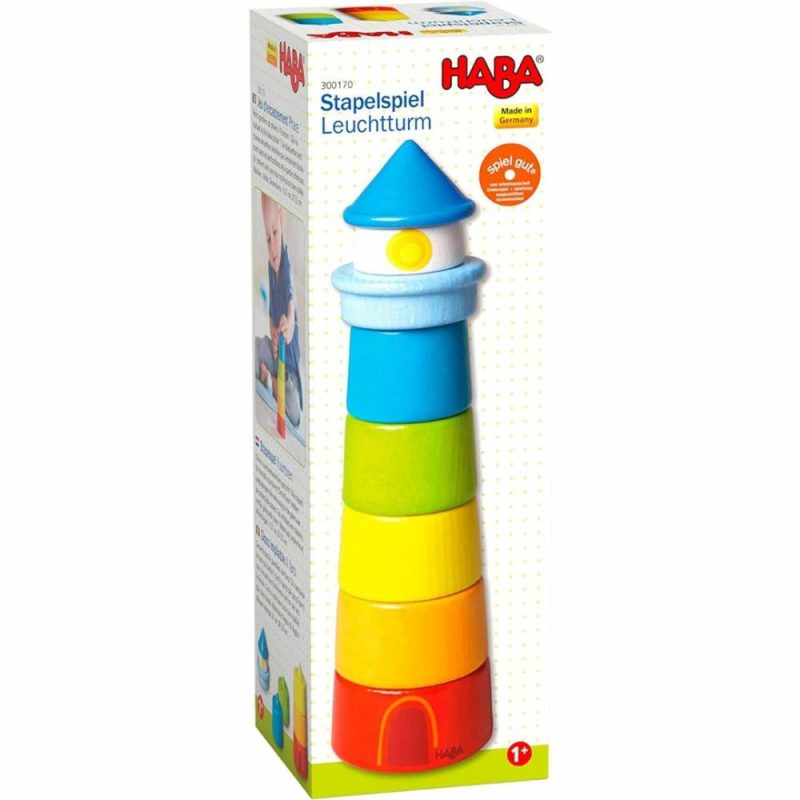 Blocks & Building | Wooden Rainbow Lighthouse Stacking Toy Blocks & Building Blocks & Building