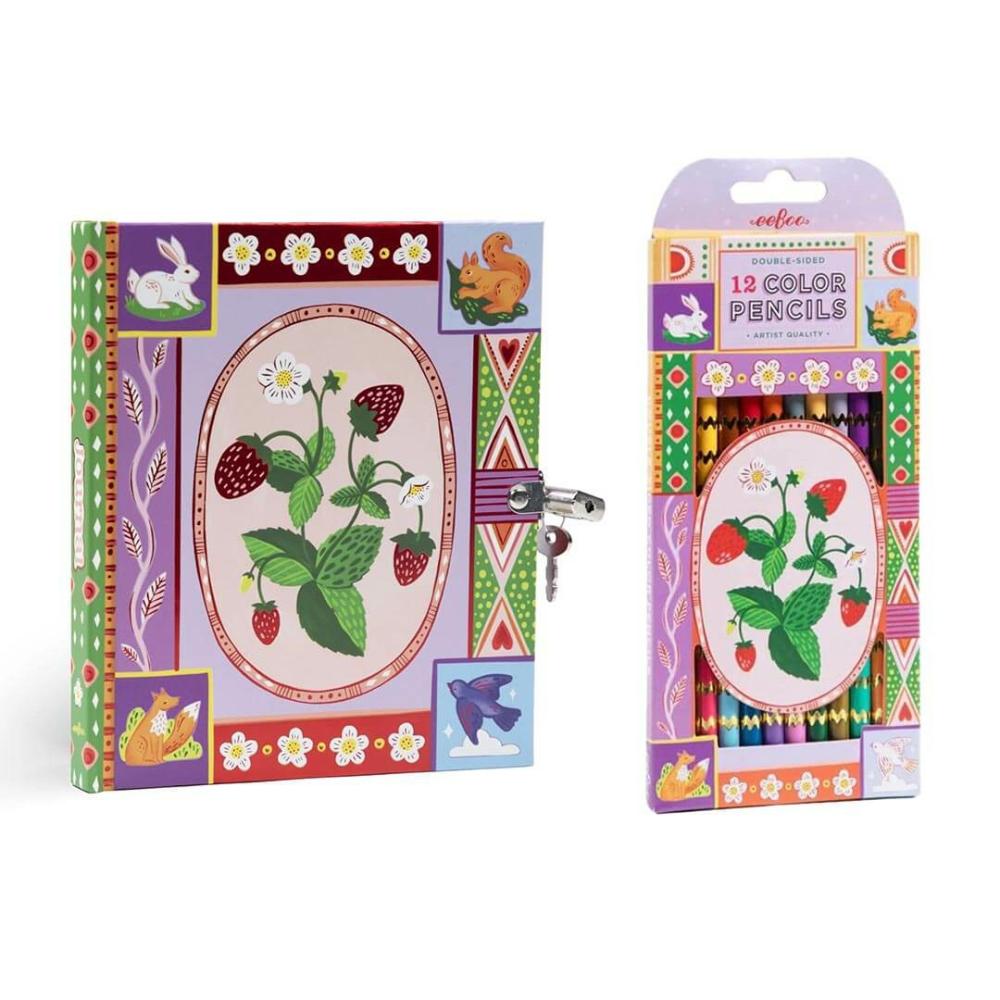 Developmental Toys | Strawberries Journal And Double-Sided Color Pencil Set Developmental Toys Developmental Toys