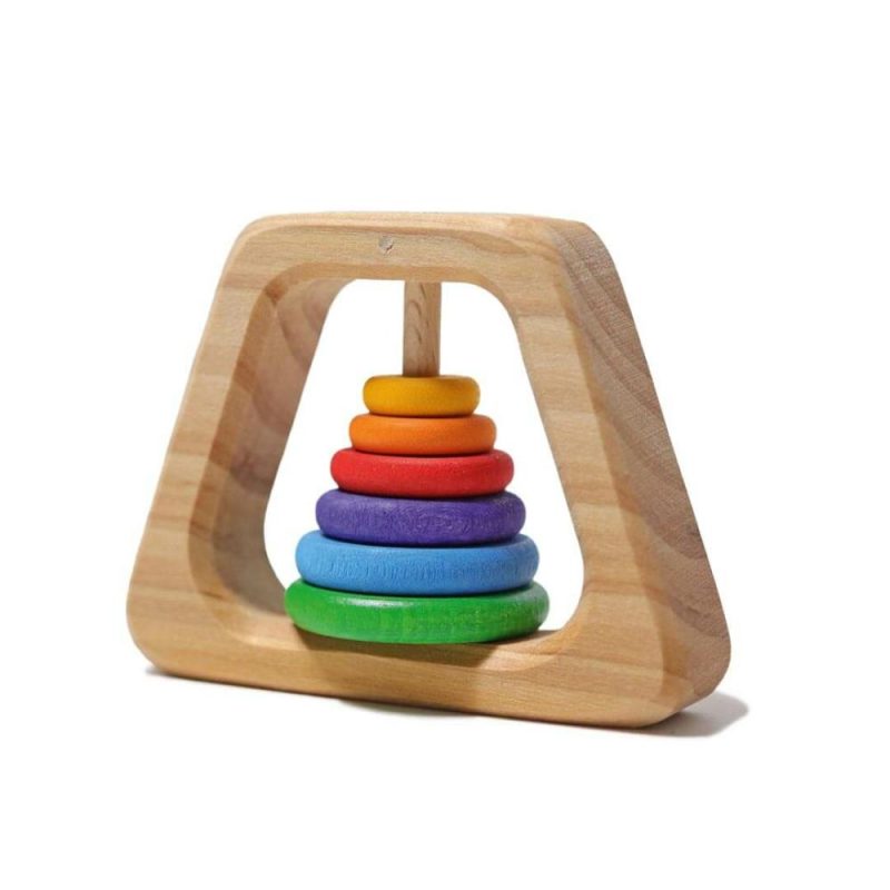 Developmental Toys | Wooden Rainbow Pyramid Rattle Developmental Toys Developmental Toys