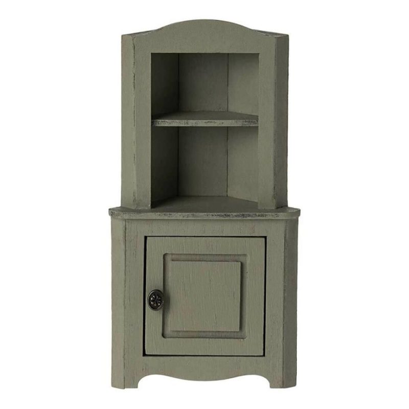 Dolls & Dollhouses | Mouse-Sized Corner Cabinet – Light Green Dolls & Dollhouses Dolls & Dollhouses