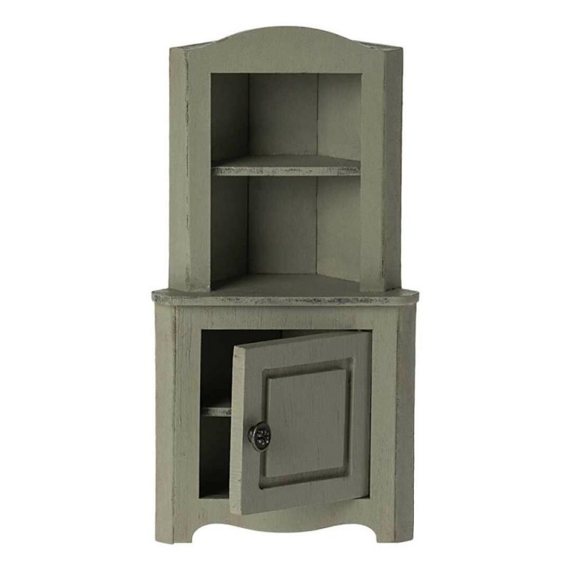 Dolls & Dollhouses | Mouse-Sized Corner Cabinet – Light Green Dolls & Dollhouses Dolls & Dollhouses