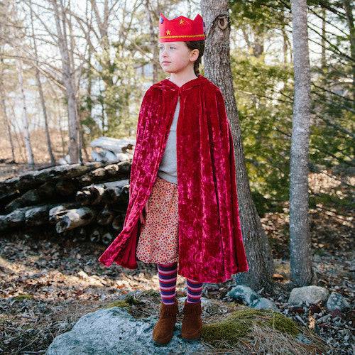 Pretend Play | Child’S Red Velvet Cape With Hood Pretend Play Pretend Play