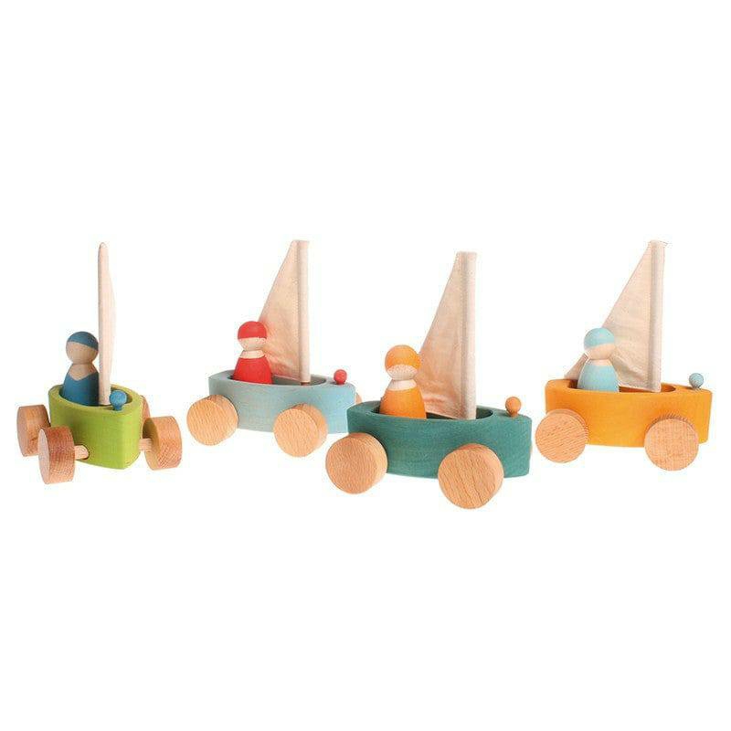 Pretend Play | Little Land Yacht – Wooden Toy Sailboat Pretend Play Aqua