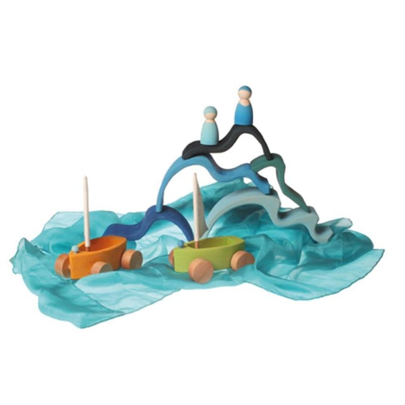 Pretend Play | Little Land Yacht – Wooden Toy Sailboat Pretend Play Aqua