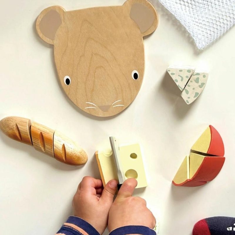 Pretend Play | Mouse-Shaped Wooden Cheese Board Play Set Pretend Play Pretend Play