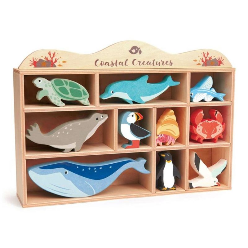 Pretend Play | Wooden Coastal Animal Figures And Display Case Pretend Play Pretend Play