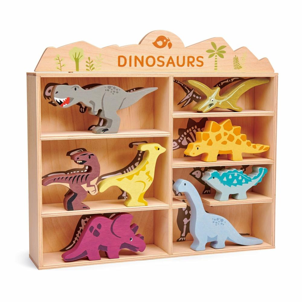 Pretend Play | Wooden Dinosaur Figures And Display Case Pretend Play Pretend Play