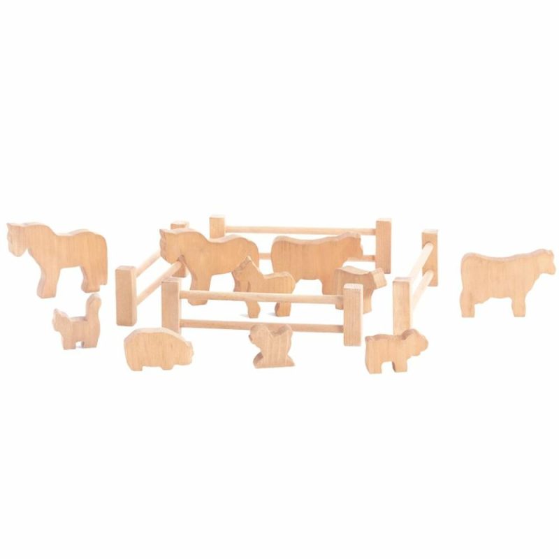 Pretend Play | Wooden Natural Farm Animals Set Pretend Play Pretend Play