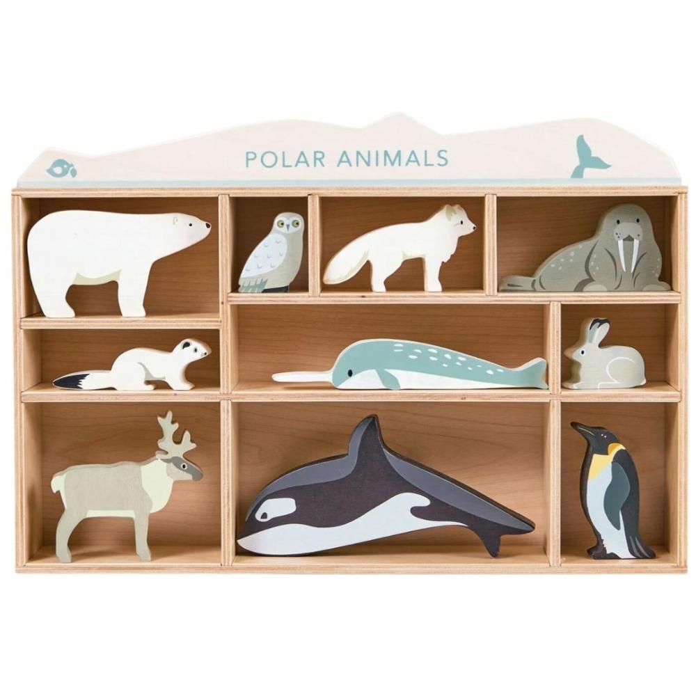 Pretend Play | Wooden Polar Animal Figures And Display Case Pretend Play Pretend Play