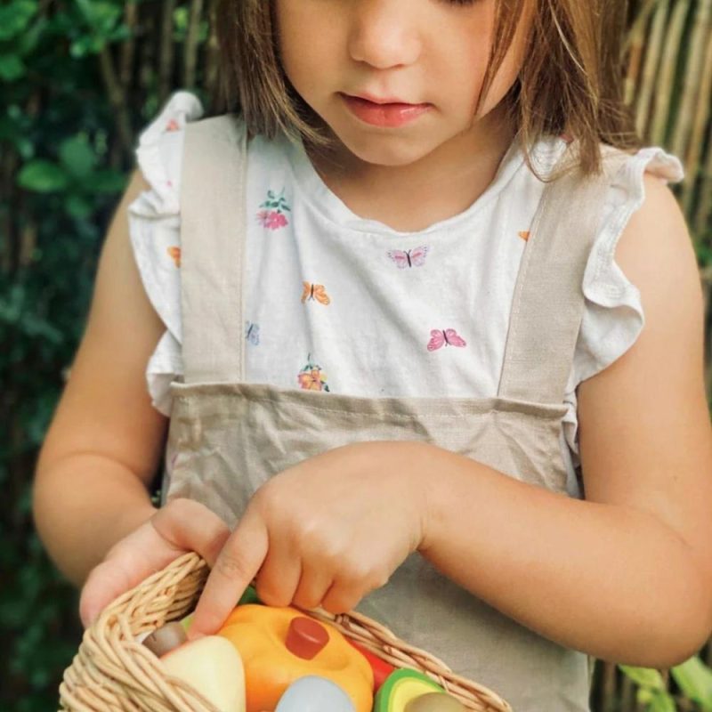 Pretend Play | Wooden Veggie Basket Pretend Play Pretend Play