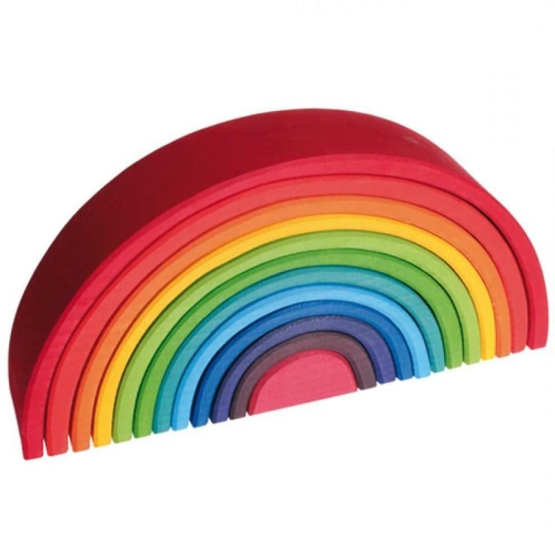 Waldorf Essentials | 12-Piece Wooden Rainbow Stacking Tunnel Waldorf Essentials Waldorf Essentials