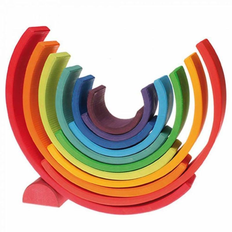 Waldorf Essentials | 12-Piece Wooden Rainbow Stacking Tunnel Waldorf Essentials Waldorf Essentials