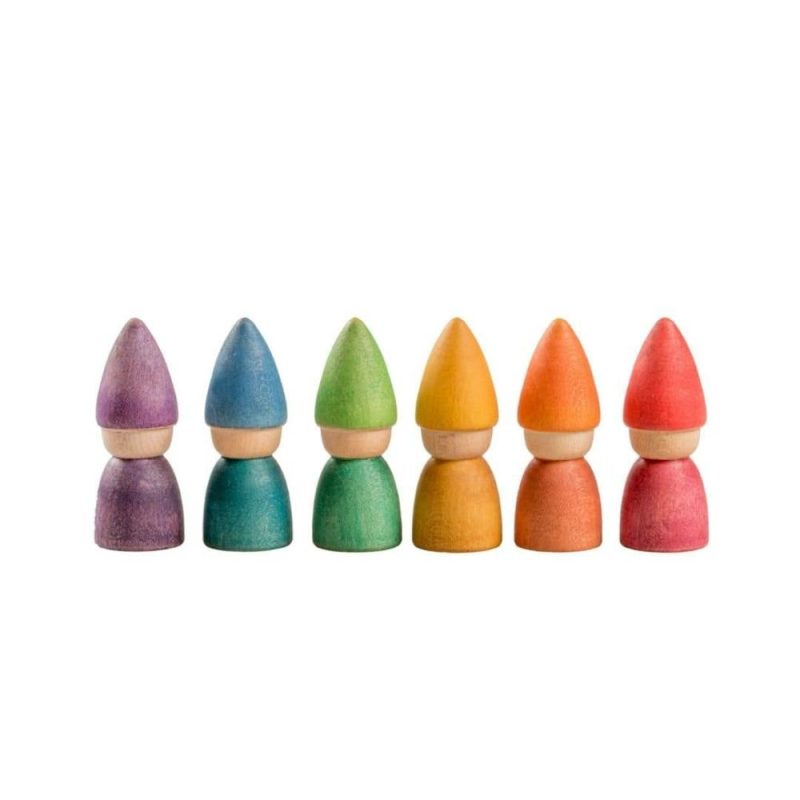 Waldorf Essentials | 6 Wooden Rainbow Tomten Figures Waldorf Essentials Waldorf Essentials