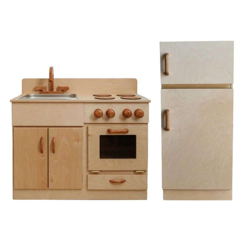 Waldorf Essentials | Classic Wooden Kitchen And Refrigerator Bundle Waldorf Essentials Waldorf Essentials