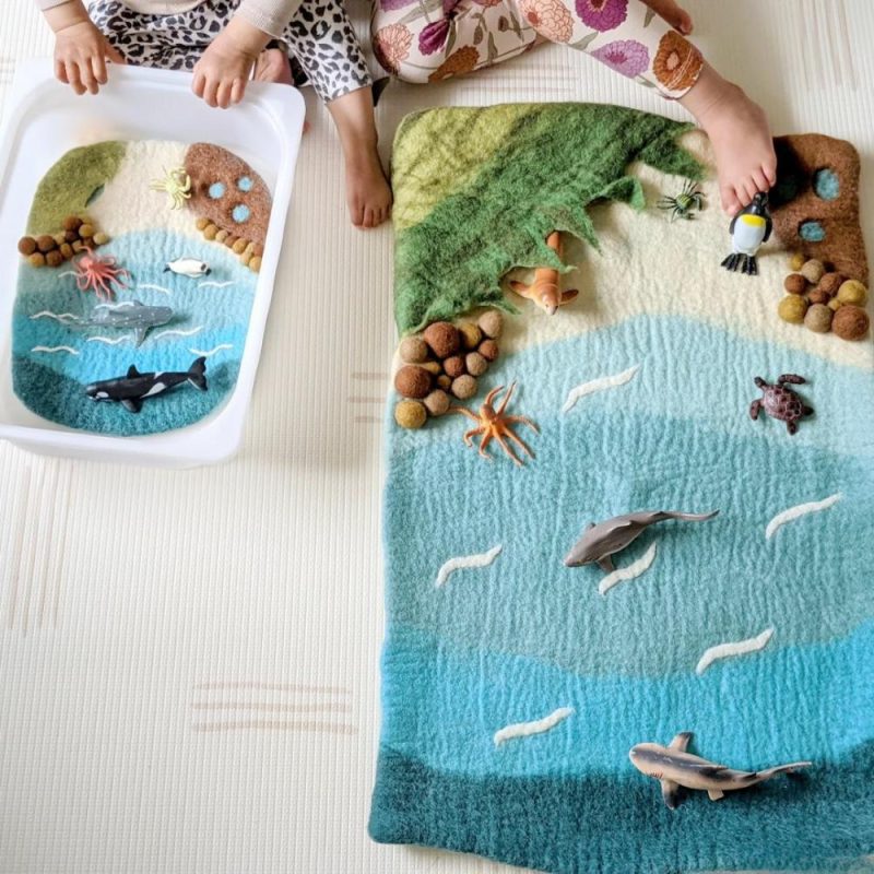 Waldorf Essentials | Felted Ocean And Shoreline Play Mat Waldorf Essentials Waldorf Essentials