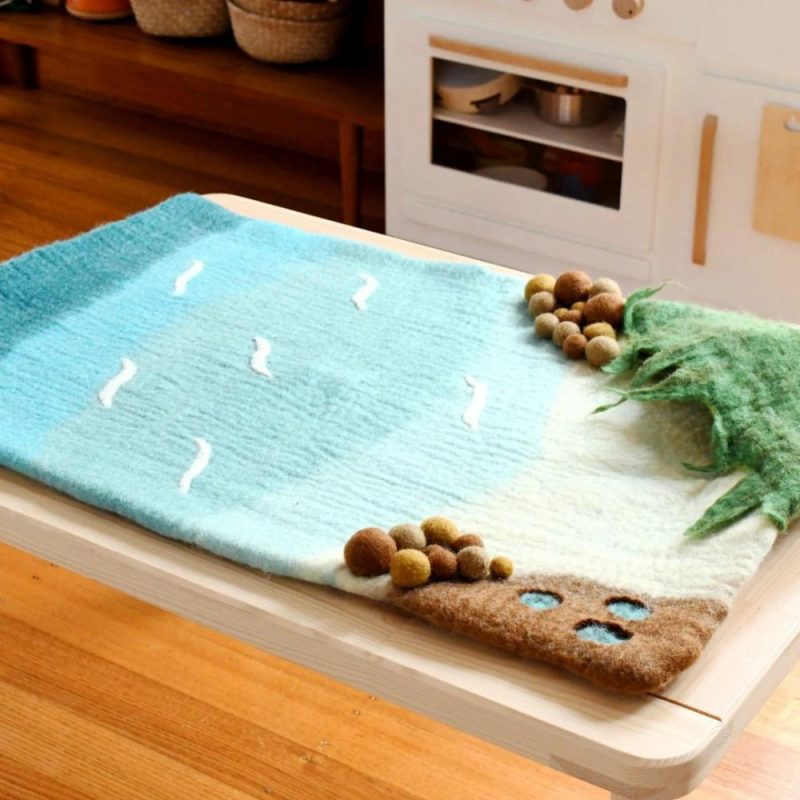 Waldorf Essentials | Large Felted Ocean And Shoreline Play Mat Waldorf Essentials Waldorf Essentials