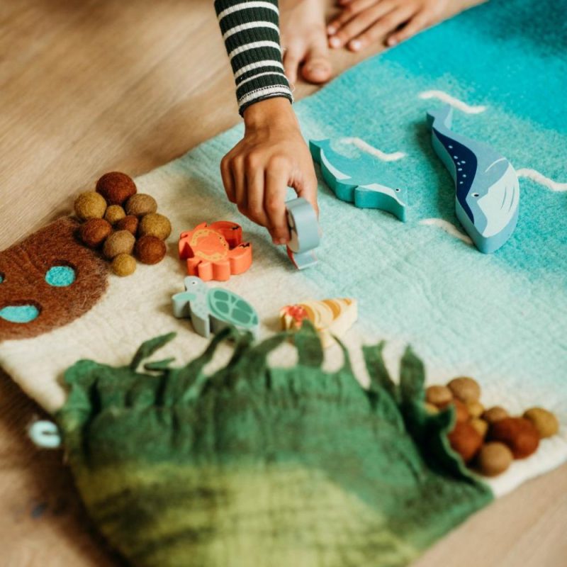 Waldorf Essentials | Large Felted Ocean And Shoreline Play Mat Waldorf Essentials Waldorf Essentials