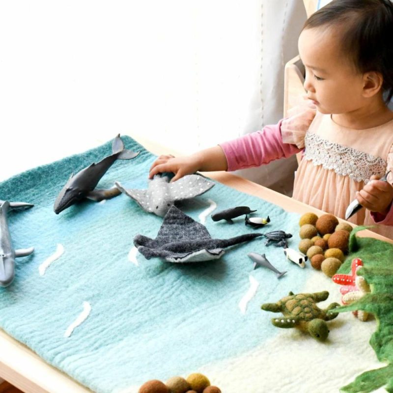 Waldorf Essentials | Large Felted Ocean And Shoreline Play Mat Waldorf Essentials Waldorf Essentials