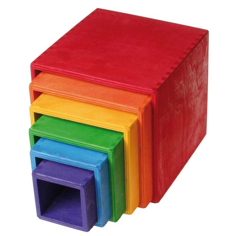 Waldorf Essentials | Large Rainbow Wooden Nesting Cubes Waldorf Essentials Waldorf Essentials