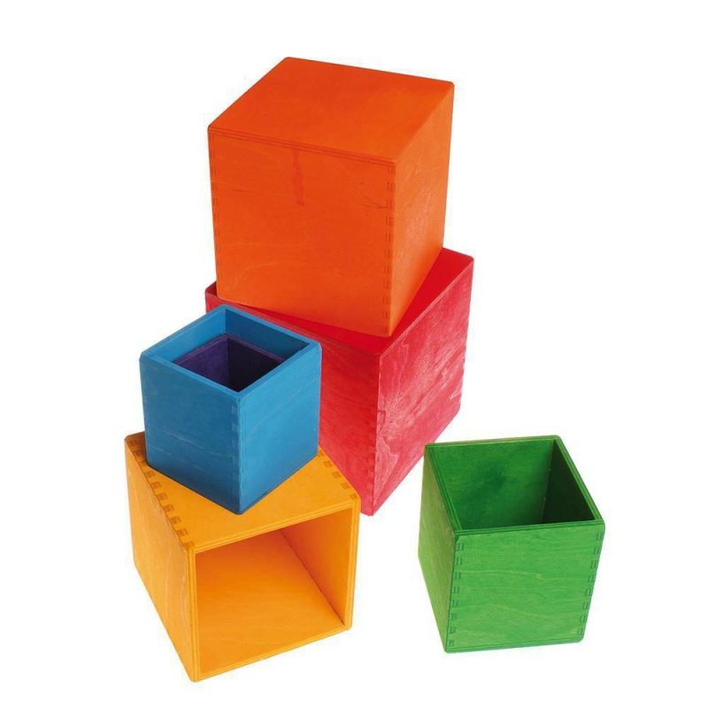 Waldorf Essentials | Large Rainbow Wooden Nesting Cubes Waldorf Essentials Waldorf Essentials