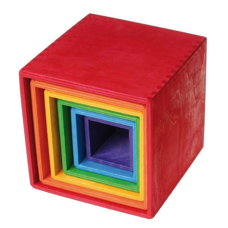 Waldorf Essentials | Large Rainbow Wooden Nesting Cubes Waldorf Essentials Waldorf Essentials