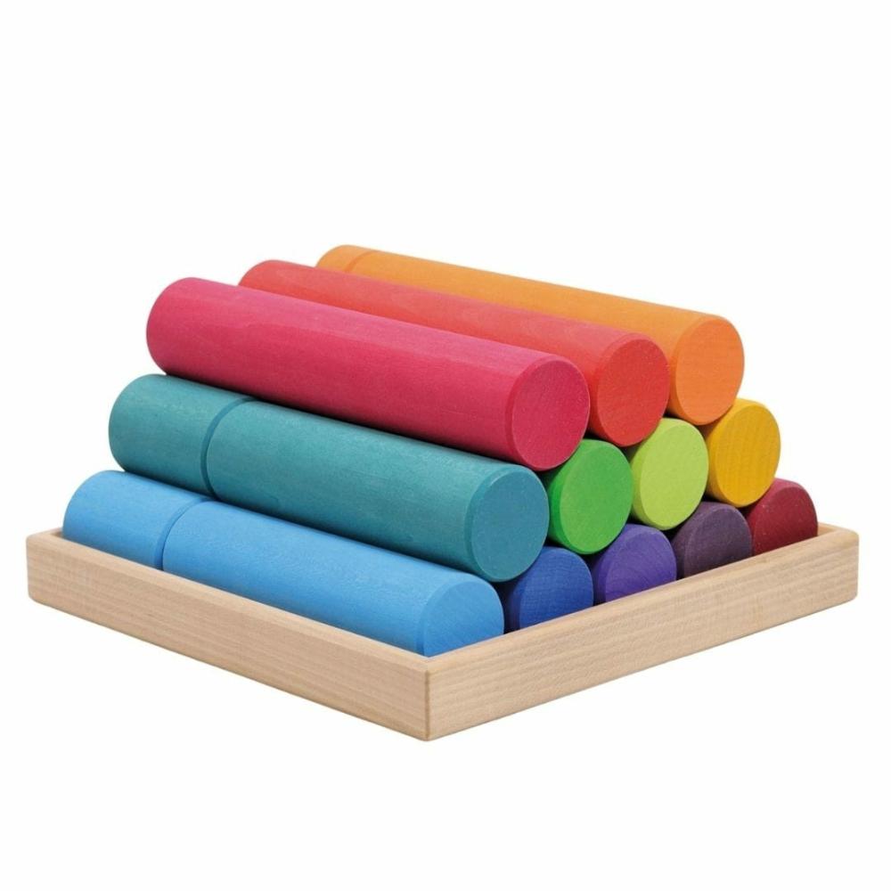 Waldorf Essentials | Large Wooden Building Rollers – Assorted Colors Waldorf Essentials Natural