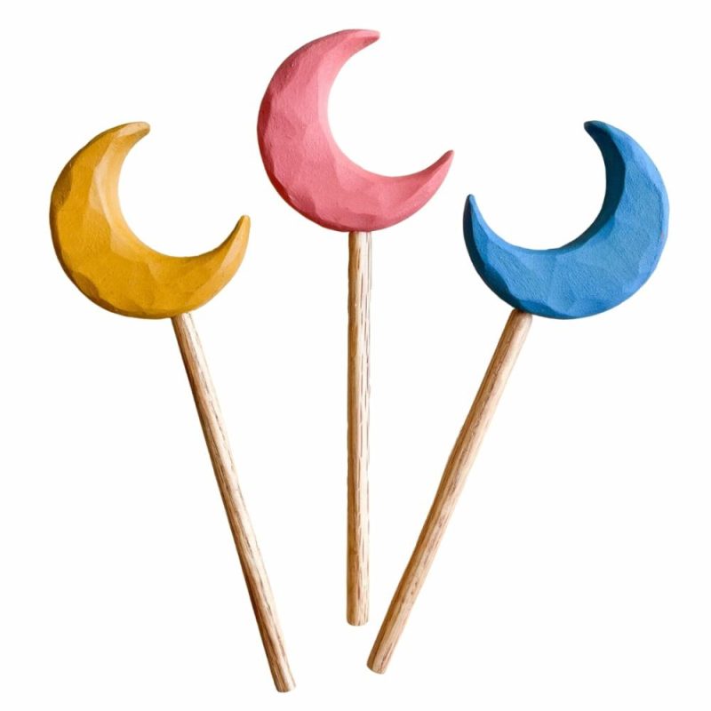 Waldorf Essentials | Light Blue Wooden Moon Wand Waldorf Essentials Waldorf Essentials