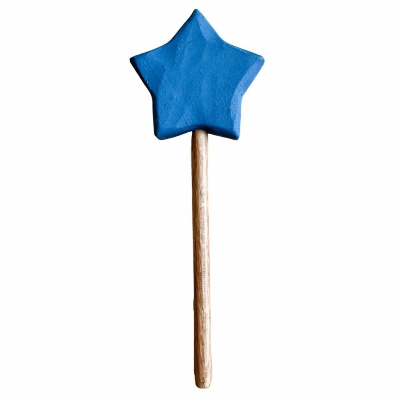 Waldorf Essentials | Light Blue Wooden Star Wand Waldorf Essentials Waldorf Essentials