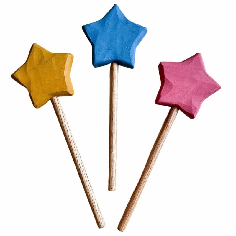 Waldorf Essentials | Light Blue Wooden Star Wand Waldorf Essentials Waldorf Essentials