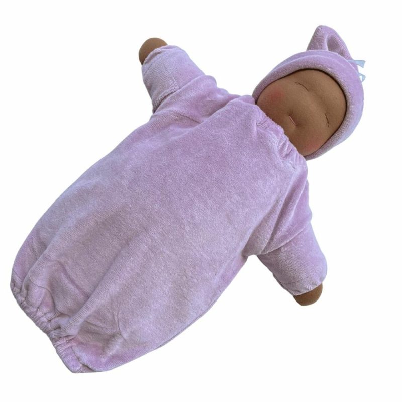 Waldorf Essentials | Little Heavy Baby Waldorf Doll – Lilac Bunting With Dark Skin Tone Waldorf Essentials Waldorf Essentials