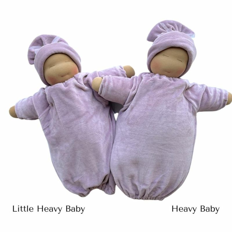 Waldorf Essentials | Little Heavy Baby Waldorf Doll – Lilac Bunting With Dark Skin Tone Waldorf Essentials Waldorf Essentials