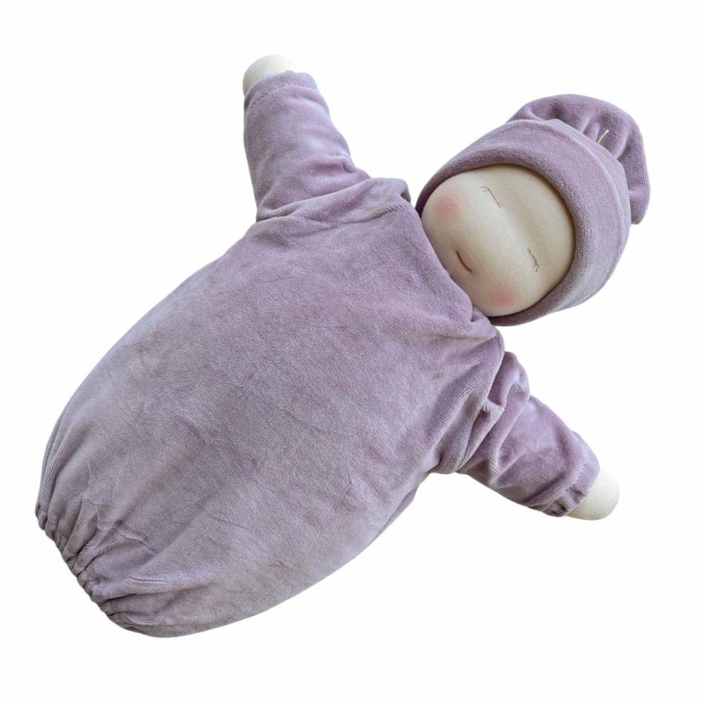 Waldorf Essentials | Little Heavy Baby Waldorf Doll With Lilac Bunting And Light Skin Tone Waldorf Essentials Waldorf Essentials