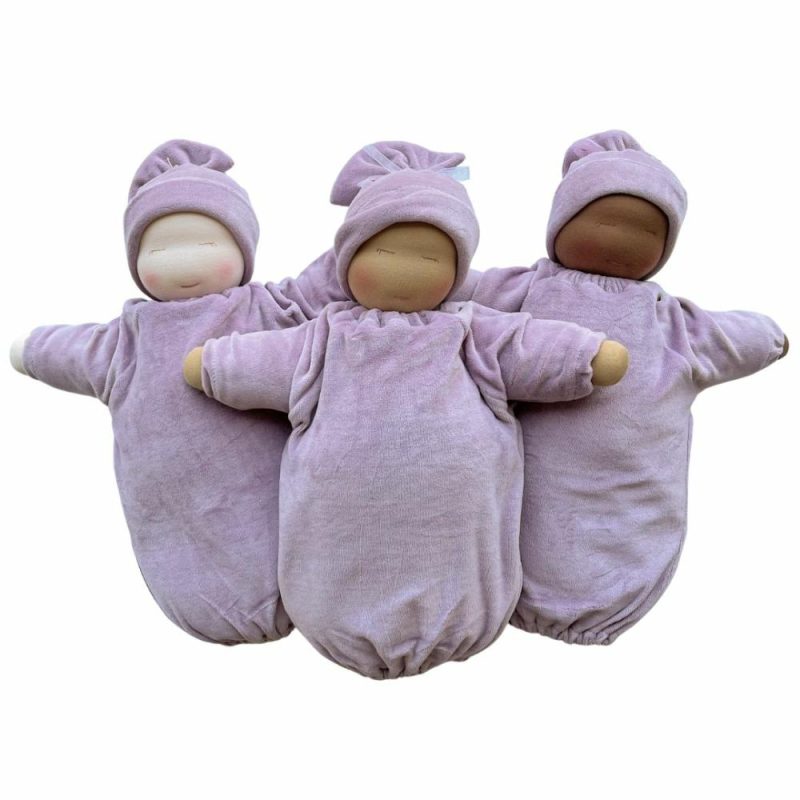 Waldorf Essentials | Little Heavy Baby Waldorf Doll With Lilac Bunting And Light Skin Tone Waldorf Essentials Waldorf Essentials