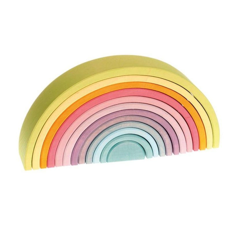 Waldorf Essentials | Pastel Large Wooden Rainbow Tunnel – 12 Piece Waldorf Essentials Waldorf Essentials