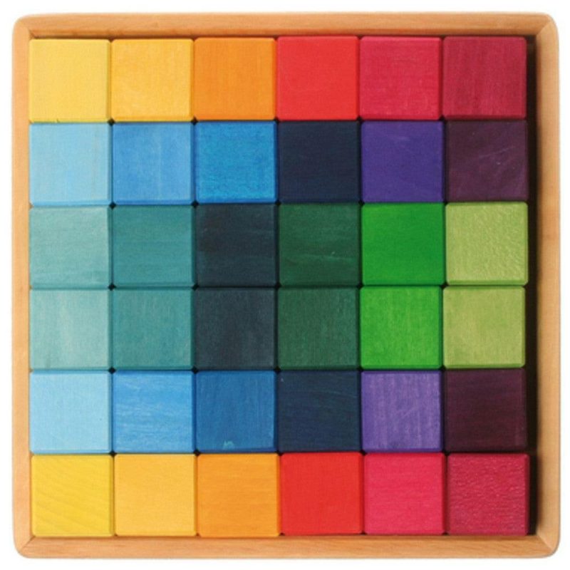 Waldorf Essentials | Rainbow Wooden Cubes – 36 Blocks With Tray Waldorf Essentials Waldorf Essentials