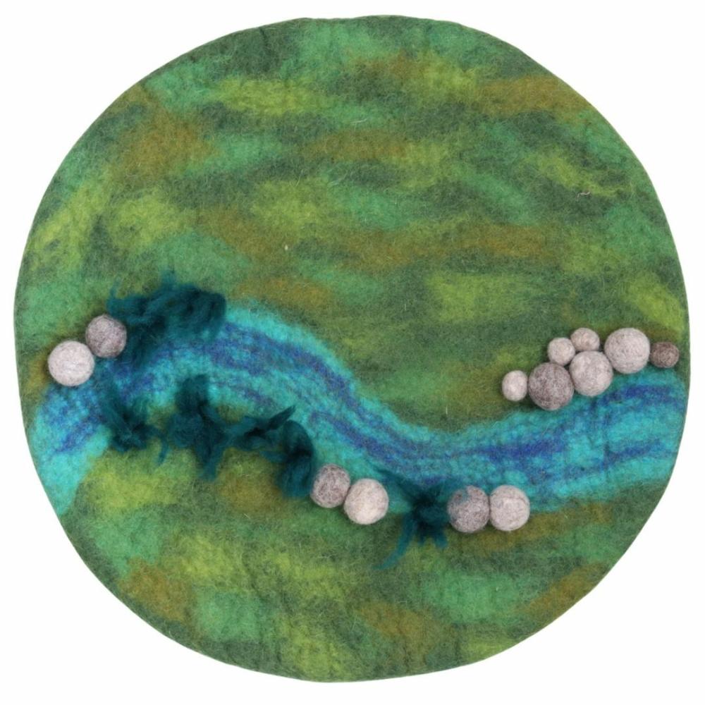 Waldorf Essentials | Round Felted River Play Mat Waldorf Essentials Waldorf Essentials