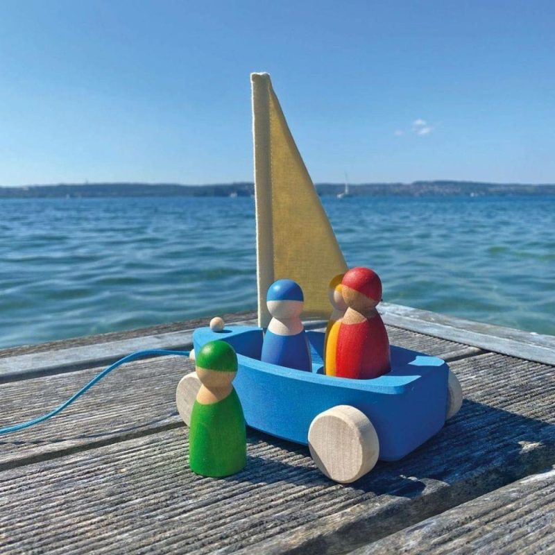 Waldorf Essentials | Wooden Land Yacht And Four Peg Friends Waldorf Essentials Waldorf Essentials