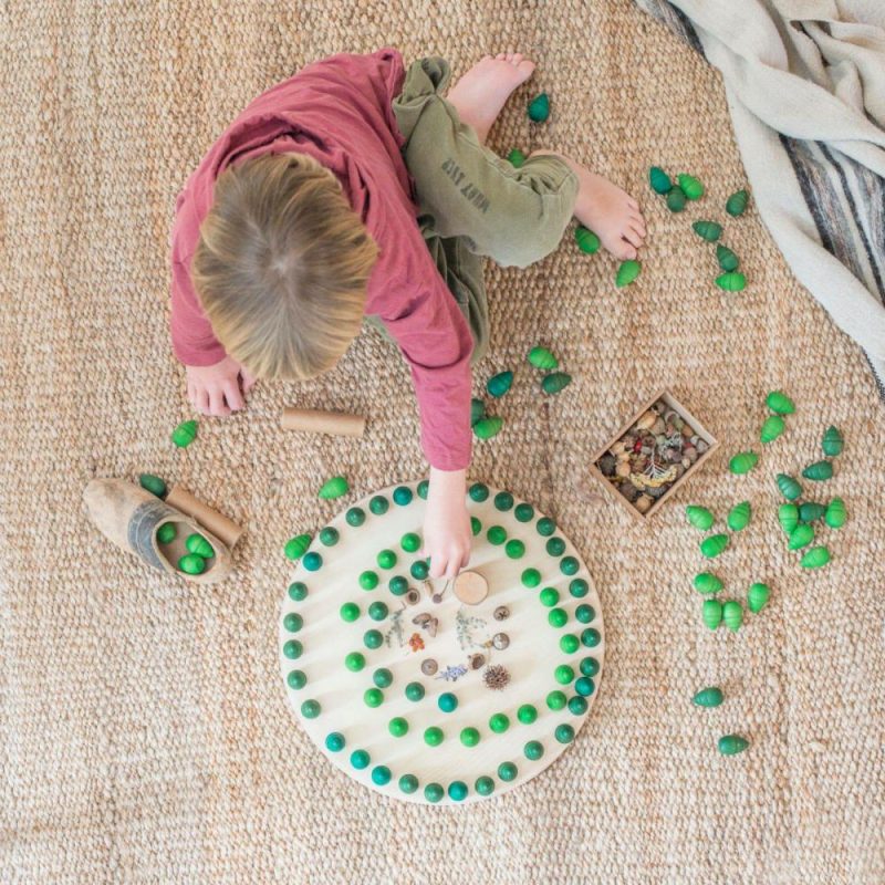 Waldorf Essentials | Wooden Mandala Set, Green Trees Waldorf Essentials Waldorf Essentials