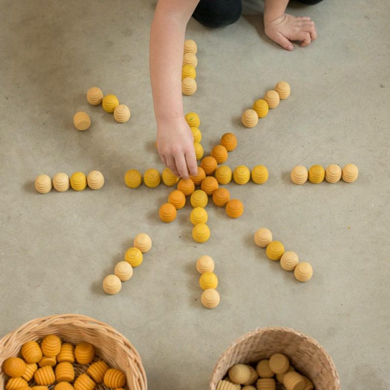 Waldorf Essentials | Wooden Mandala Set, Yellow Beehives Waldorf Essentials Waldorf Essentials