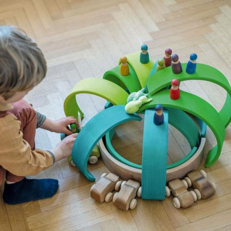 Blocks & Building | Meadow Green Wooden Rainbow Tunnel Blocks & Building Blocks & Building