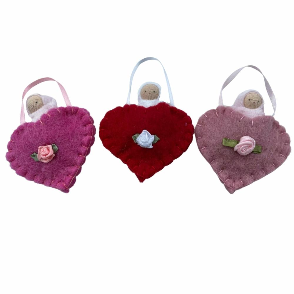 Waldorf Essentials | Felt Heart Pocket Baby Waldorf Essentials Bright Pink