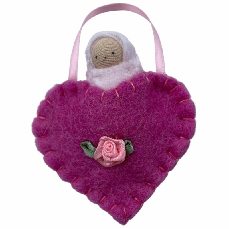 Waldorf Essentials | Felt Heart Pocket Baby Waldorf Essentials Bright Pink