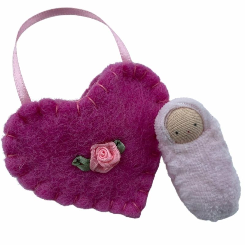 Waldorf Essentials | Felt Heart Pocket Baby Waldorf Essentials Bright Pink