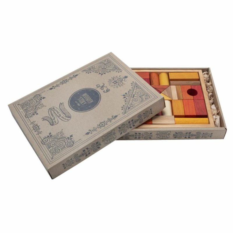 Waldorf Essentials | Warm Colored Wooden Block Set With Storage Tray – 30 Pieces Waldorf Essentials Waldorf Essentials